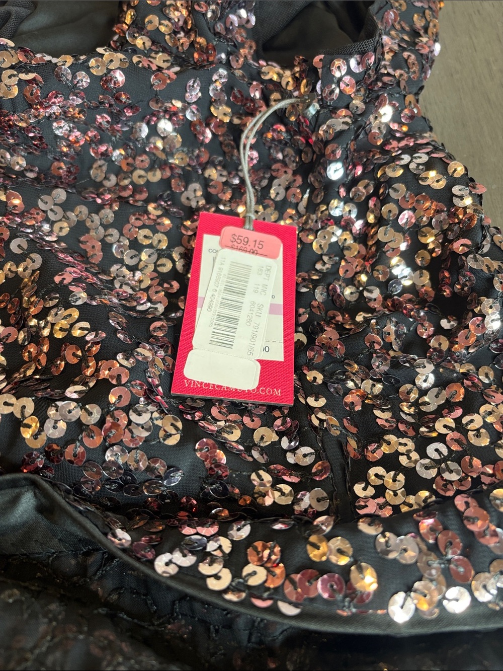 🖤 Vince Camuto Rose Gold Sequin Midi Dress NWT Size 6 Lined Cocktail Party 🖤 - Picture 6 of 14